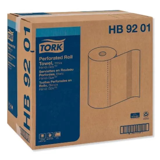 Tork Handi-Size Perforated Kitchen Roll Towel, 2-Ply, 11 x 6.75, White, 120/Roll, 30/Carton image {1}