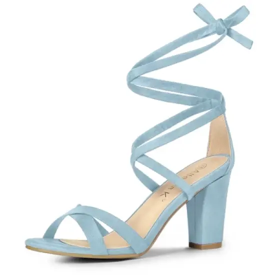 Allegra K Women's Lace Up High Block Heeled Sandals image {12}