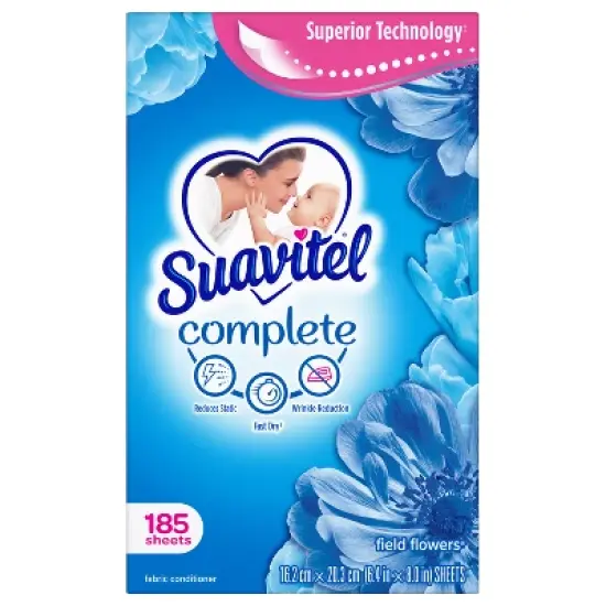 Suavitel Complete Scented Fabric Conditioner Dryer Sheets for Laundry - Field Flowers - 185 ct image {10}