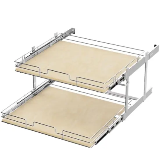 LOVMOR 2 Tier Individual Pull Out Cabinet Organizer, Slide Out Wood Shelves Organizers, Pull Out Drawers Organization and Storage for Kitchen Cabinet image {9}