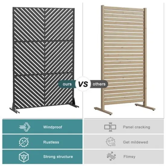 PexFix 72 in. x 47 in. Outdoor Metal Privacy Screen Garden Fence in Arrows Pattern in Black image {6}