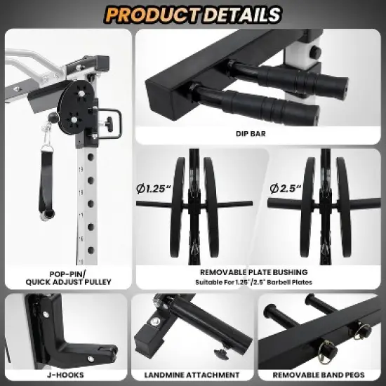 2000 LBS Power Cage,Multi-Function Power Rack with Cable Cross-Over System,Squat Rack with LAT Pull Down System for Home Gym image {5}