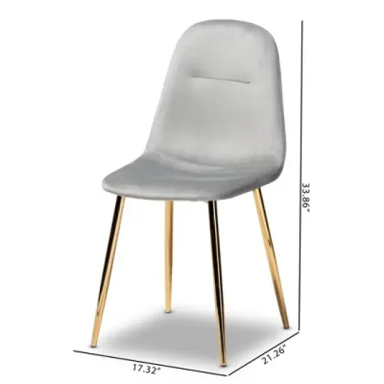 Set of 4 Elyse Velvet Upholstered Metal Dining Chairs - Baxton Studio image {6}