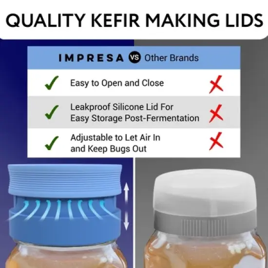 Impresa 3-Pack Kefir Mason Jar Strainer Lids for Making Kefir - Wide Mouth Kefir Strainer Lids image {4}
