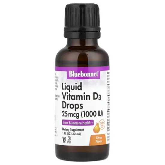 Bluebonnet Nutrition Liquid Vitamin D3 Drops, Citrus, 25 mcg (1,000 IU), 1 fl oz (30 ml) image {2}