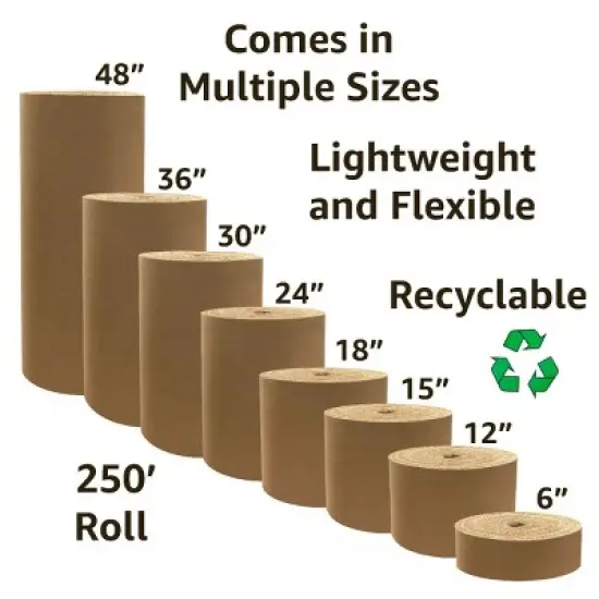 UOFFICE Corrugated Wrap 48" x 250' x 1/8" Thick - B Flute - Cardboard Wrap image {8}