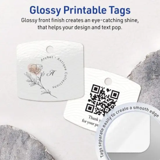 Avery Arched Square Tags, 2" x 2-3/16", Glossy White, 120 Total image {2}
