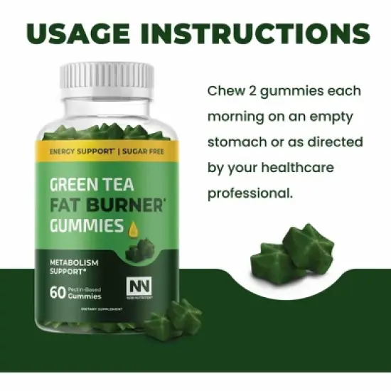 Green Tea Fat Burner Gummies, Sugar Free Energy & Metabolism Support, Nobi Nutrition, 60ct image {6}