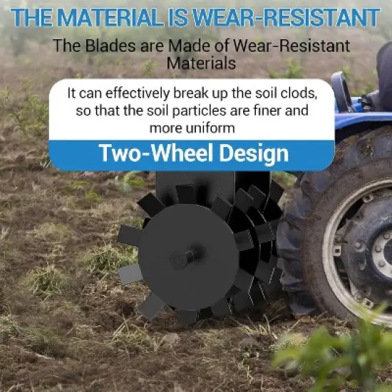 Acekool Heavy Duty ATV/UTV Disc Harrow, Pull Behind Tiller with 2" Hitch, Adjustable Height & Angle, for Soil Prep, Pasture & Garden image {2}