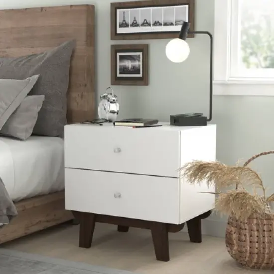 Kincaid Wood 2 Drawer Nightstand Matte White - Hillsdale Furniture image {8}