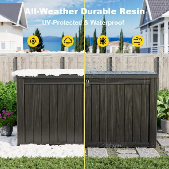 Dolonm  Deck Box, Outdoor Storage Box,Waterproof Resin Bin with Lockable Lid,for Backyard Patio Decks image {6}
