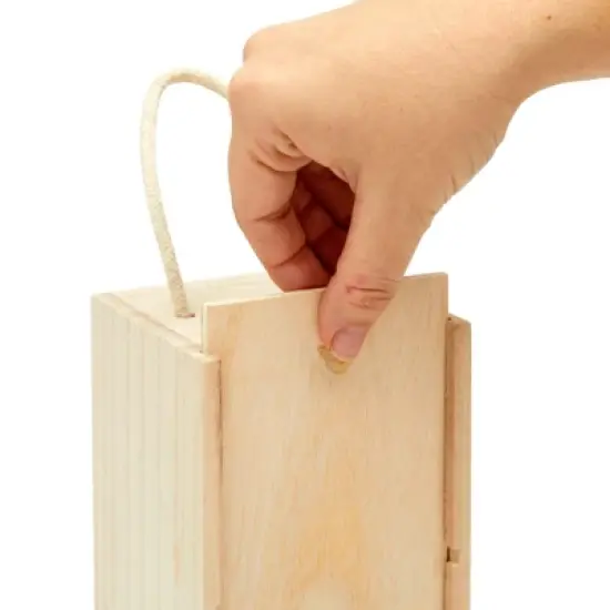 Juvale Wooden Wine Bottle Gift Box with Handle for Holidays, Anniversary, Wedding, Housewarming, 4 x 14 Inches image {3}