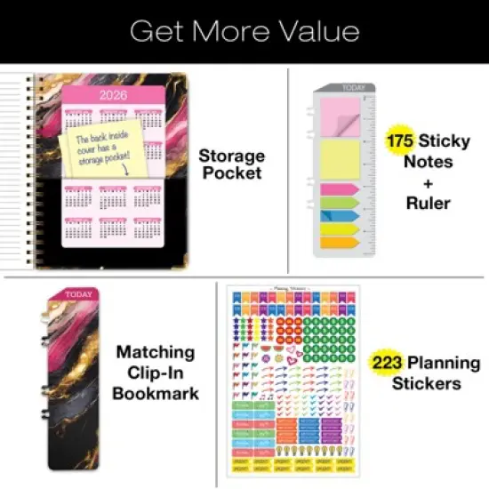 Global Printed Products Hardcover AY 2025-2026 Fashion Planner - 8.5"x11" (Dark Gold Marble) image {7}