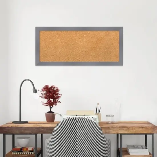 32"x14" Edwin Wood Frame Natural Cork Board Gray - Amanti Art image {7}