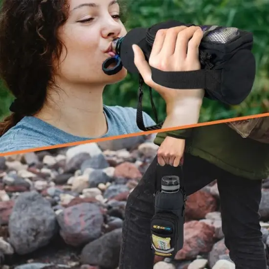 SUN CUBE Water Bottle Holder Strap, Insulated Neoprene Sleeve Bag Carrier, Crossbody Carrying Sling Purse Pouch Pocket Walking Hiking image {4}
