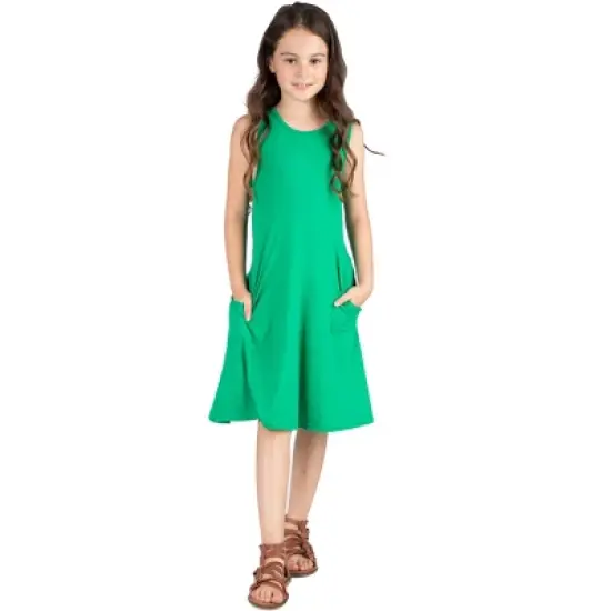 24seven Comfort Apparel Girls Sleeveless Pocket Swing Dress image {5}
