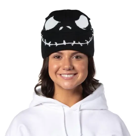 The Nightmare Before Christmas Jack Skellington Big Face Adult Cuff Beanie image {1}