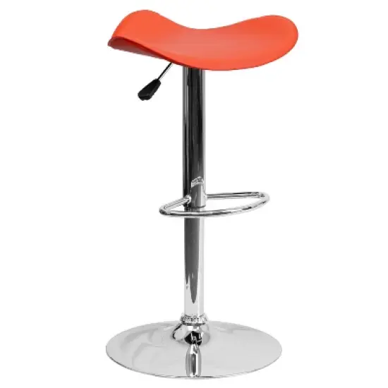 Flash Furniture Contemporary Vinyl Adjustable Height Barstool with Wavy Seat and Chrome Base image {14}