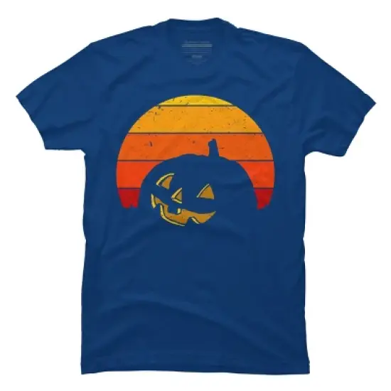 Men's Design By Humans Vintage Retro Sunset Halloween Pumpkin I By lemonpepper T-Shirt image {7}