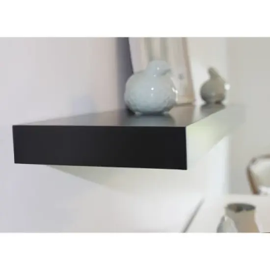 36" Decorative Floating Shelf Wall Mounted Hidden Brackets Black - Inplace image {1}