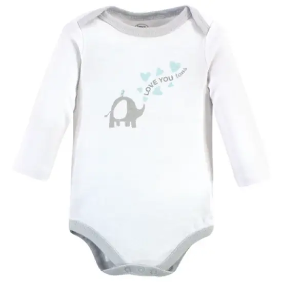 Luvable Friends Baby Boy Cotton Long-Sleeve Bodysuits 5pk, Boy Basic Elephant image {2}