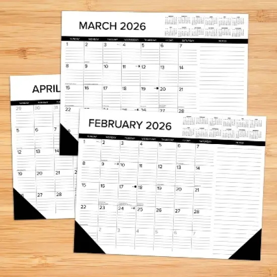 Willow Creek Press 22"x17" 2026 Black and White with Lines Large Monthly Deskpad image {1}
