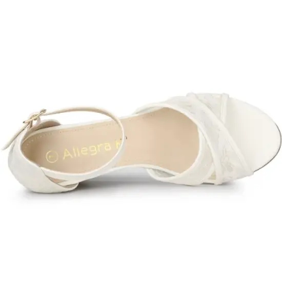 Allegra K Women's Floral Lace Mesh Wedges Sandals image {4}