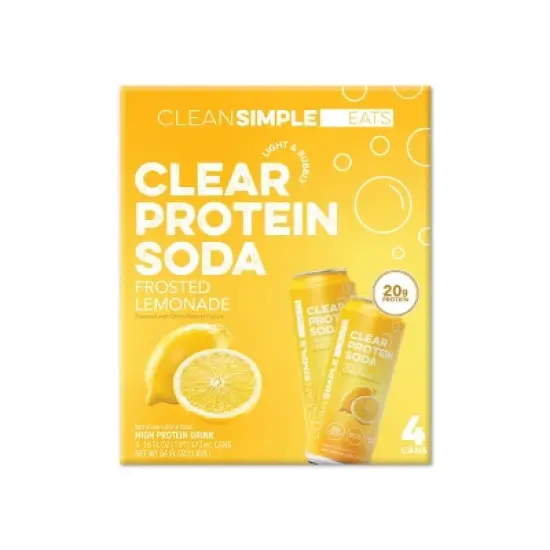 Clean Simple Eats Clear Protein Soda Frosted Lemonade Cans - 4pk/16 fl oz image {1}