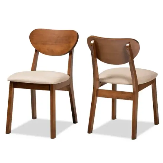 2pc Damara Fabric Upholstered and Wood Dining Chair Set - Baxton Studio image {8}