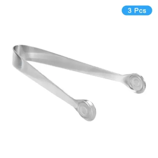 Unique Bargains Tea Party Stainless Steel Silver Mini Ice Cube Tongs image {2}