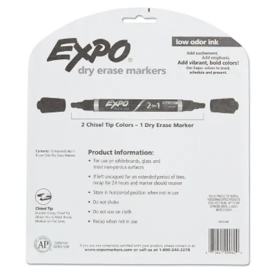 EXPO 2-in-1 Dry Erase Markers 16 Assorted Colors Medium 8/Pack 1944658 image {1}