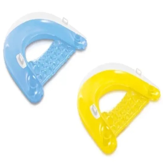 Intex Sit 'N Float Inflatable Lounges 60in x 39in Blue and Yellow 2-Pack image {1}