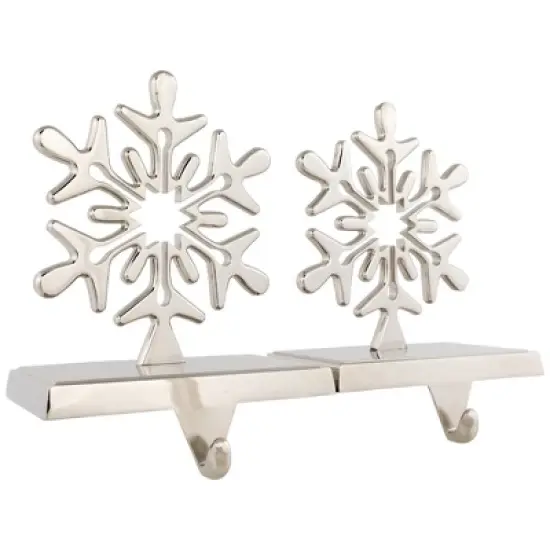 Northlight Set of 2 Solid Silver Snowflake Cutout Christmas Metal Stocking Holders 6.5" image {2}