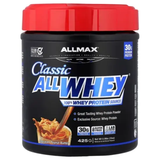 ALLMAX CLASSIC ALLWHEY&reg;, 100% Whey Protein Source, Chocolate Peanut Butter, 0.9 lbs (425 g) image {4}