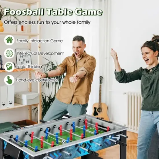 Costway Foosball Table Game Set with 2 Footballs, Smooth Handle, 18 Realistic Players image {8}
