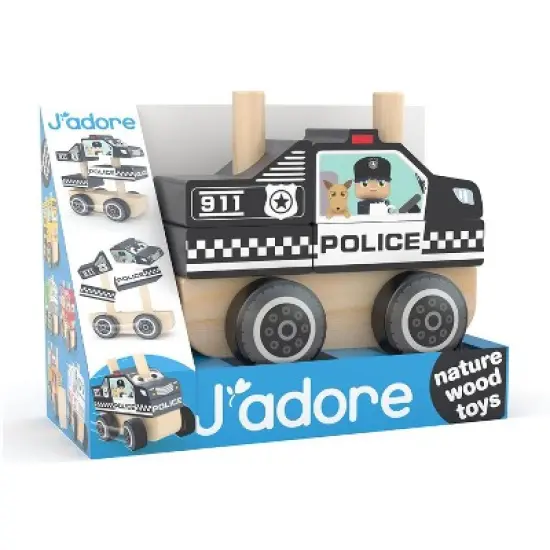 J&rsquo;adore Police Car Wooden Stacking Toy image {2}