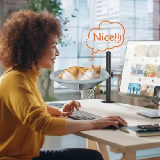 JOEJOY Cat Desk Bed - Cat Hammock, Adjustable Cat Shelf Bed for Indoor Cats, Easy Installation, Modern Cat Furniture for Home and Office image {6}