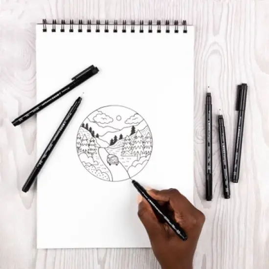 6ct MONO Drawing Pens Black - Tombow: Quick Drying, Durable Tip, Technical & Illustration Pens, Bold to Extra Fine Points image {4}