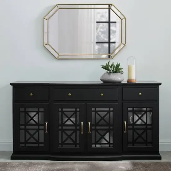 Selma Transitional 3 Tiered Ornate Fretwork Door Sideboard - Saracina Home image {3}