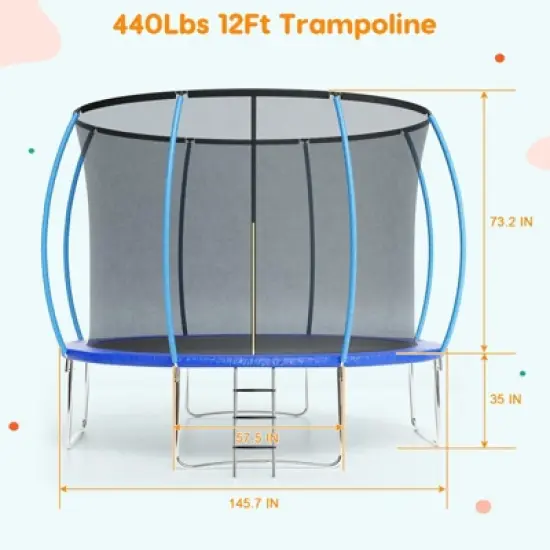 Trampoline  12FT with Enclosure & Ladder, ASTM Approved Heavy-Duty Outdoor image {2}