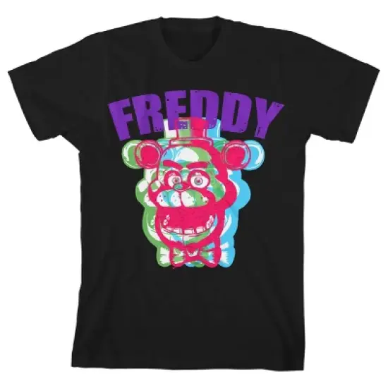 Five Nights at Freddy's Multi-Colored Freddy Boy's Black T-shirt image {6}