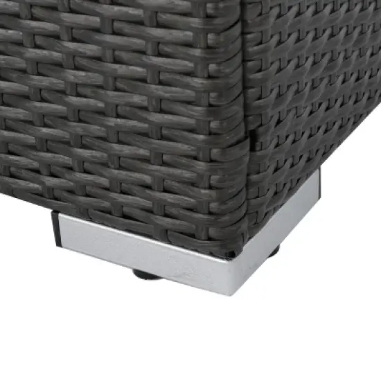 GDFStudio Avianna Outdoor Wicker Rectangular Ottoman with Cushion image {7}