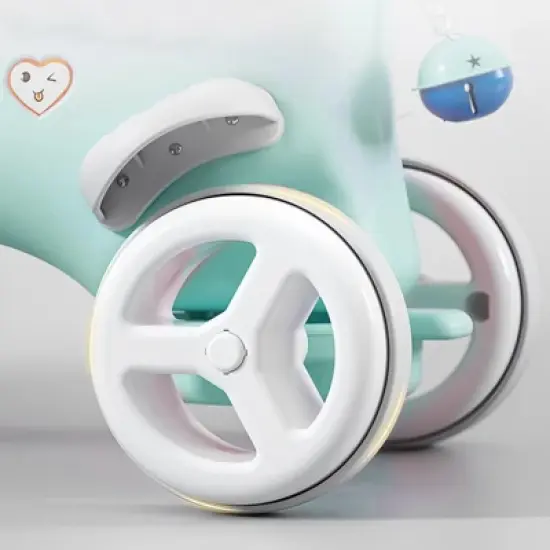 INFURNIC Baby Activity Gyms, Balance Bike Ride On Toys with Push Handle, for Kids Riding Birthday Gift, Blue, 34.2"*16.5"*34.6" image {4}