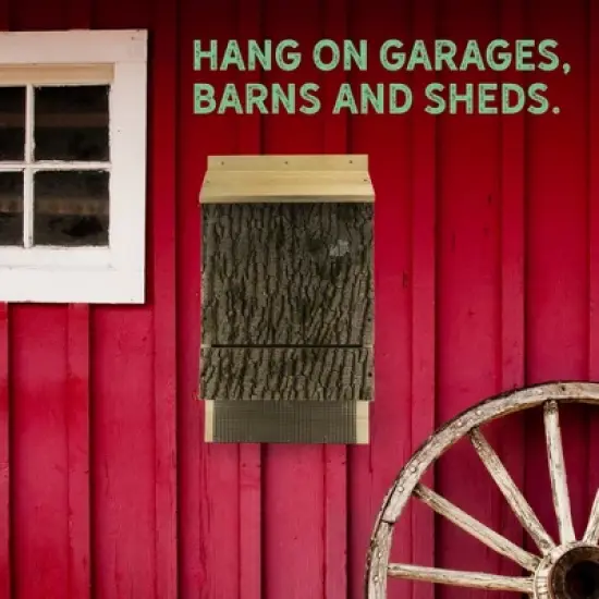 Uncle Dunkels Wooden Bat House; OBC Endorsed Rustic Handmade Bat Shelter Box image {5}