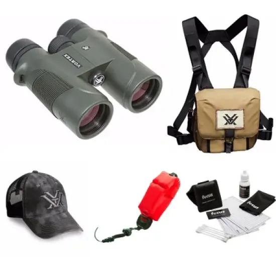 Vortex 10x42 Diamondback Roof Prism Binoculars with Glasspak Harness Case Bundle image {1}