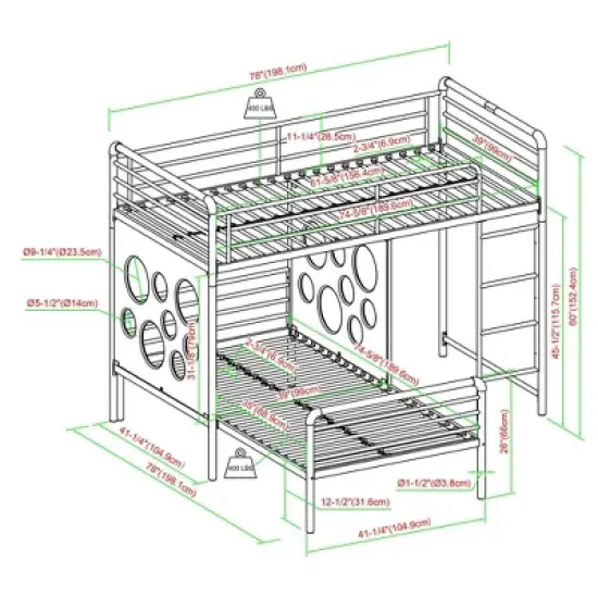 Twin Modern Cut-Out L-Shaped Metal Bunk Bed - Saracina Home image {5}