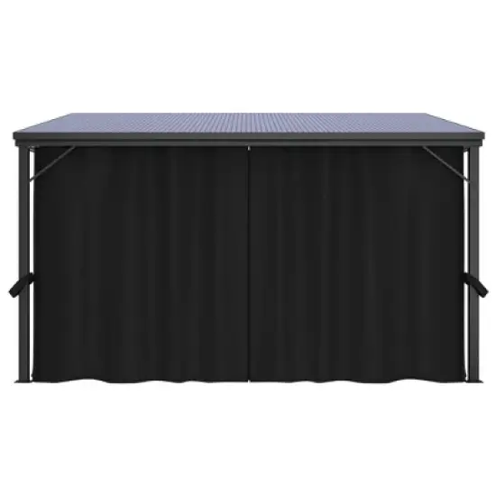 vidaXL Gazebo with Curtains - UV-Resistant PVC Roof - Aluminum and Steel Construction - Anthracite - 13.3'x9.6'x8' - Outdoor Event Shelter image {3}