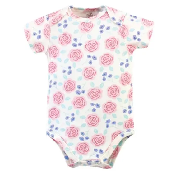 Touched by Nature Baby Girl Organic Cotton Bodysuits 5pk, Pink Rose image {3}