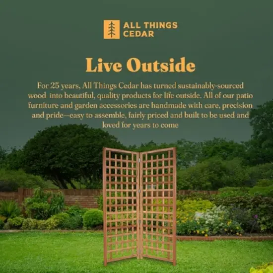 All Things Cedar 2-Piece" Outdoor Single Trellis Handcrafted for Climbing Plants with Snug-Fitting Parts and Sanded Finish for Patio Privacy Screens image {4}