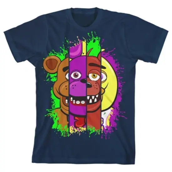 Five Nights at Freddy's Animatronic Characters Mash Up Boy's Navy T-shirt image {5}